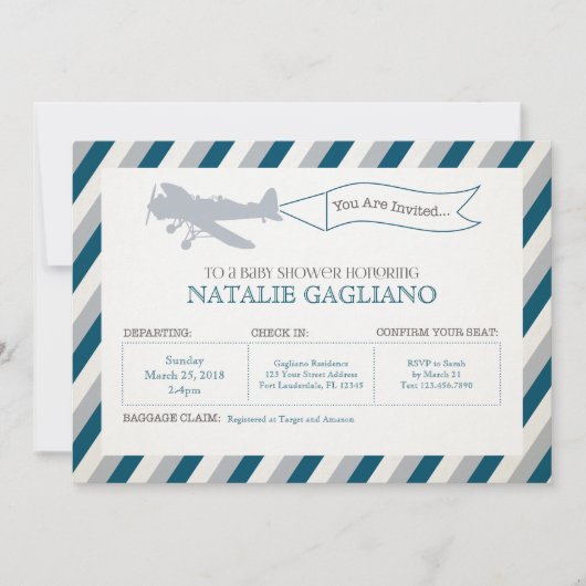 Uitnodiging Baby shower  propeller (Voorkant)