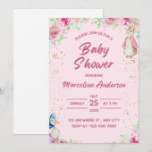 Uitnodiging baby shower, roze (Voorkant / Achterkant)