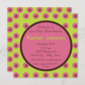 Uitnodiging baby shower - Roze, groen, bruin (Voorkant / Achterkant)