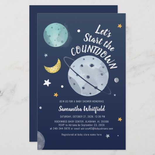 Uitnodiging baby shower ruimte buitenste briefpapier (Voorkant / Achterkant)