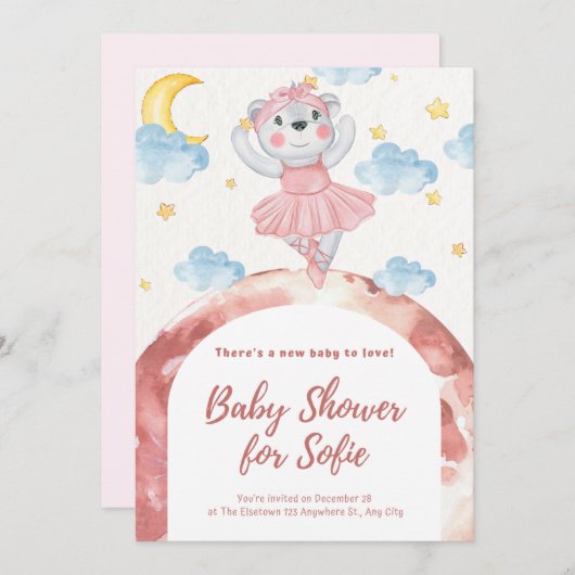 UITNODIGING BABY SHOWER SCHATTIG DIER (Voorkant / Achterkant)