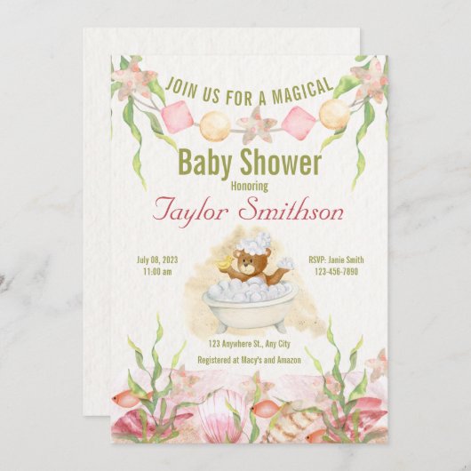 Uitnodiging Baby shower Shower Time (Voorkant / Achterkant)