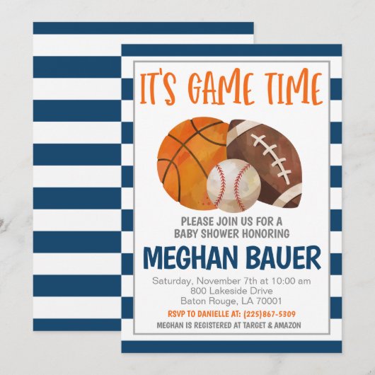 Uitnodiging Baby shower sport (Voorkant / Achterkant)