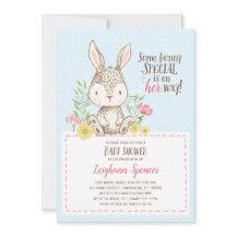 Uitnodiging Baby shower Spring Bunny
