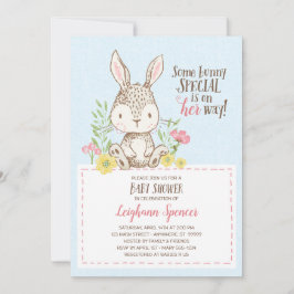 Uitnodiging Baby shower Spring Bunny