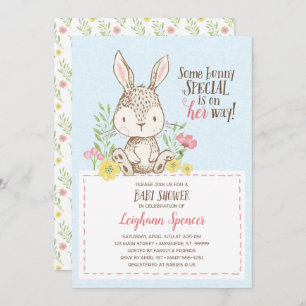 Uitnodiging Baby shower Spring Bunny