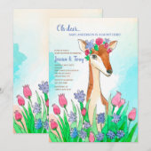 Uitnodiging Baby shower Spring Deer (Voorkant / Achterkant)