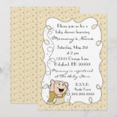 Uitnodiging baby shower. Sterren/Baby/goud/zwart (Voorkant / Achterkant)