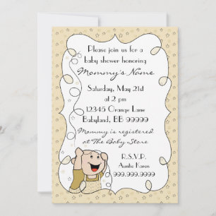 Uitnodiging baby shower. Sterren/Baby/goud/zwart