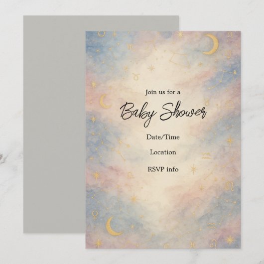 Uitnodiging Baby shower sterrenbeeld Sterrenbeeld (Voorkant / Achterkant)