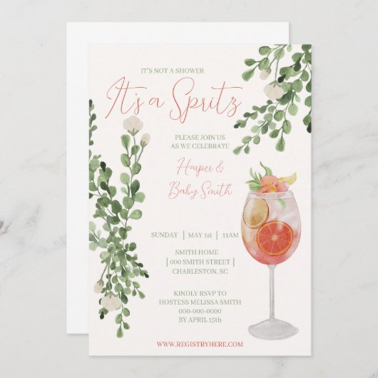 Uitnodiging Baby shower/Strooi/Spritz (Voorkant / Achterkant)