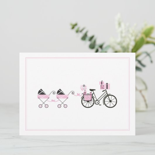 Uitnodiging baby shower - Twinden (Staand voorkant)