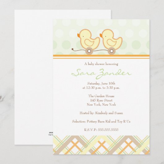 Uitnodiging baby shower - Twinden (Voorkant / Achterkant)