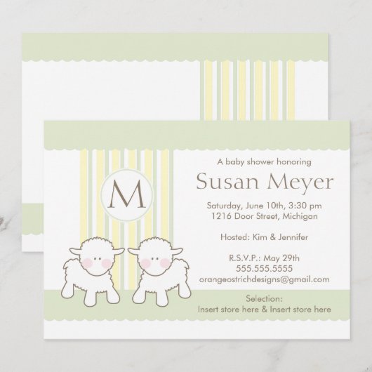 Uitnodiging baby shower - Twinden (Voorkant / Achterkant)