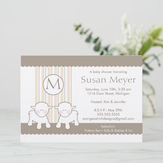 Uitnodiging baby shower - Twinden (Staand voorkant)