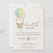 Uitnodiging baby shower TWINS Bunny Balloons (Voorkant)