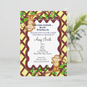 Uitnodiging Baby shower uit één pen - geel (Staand voorkant)