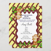 Uitnodiging Baby shower uit één pen - geel (Voorkant / Achterkant)