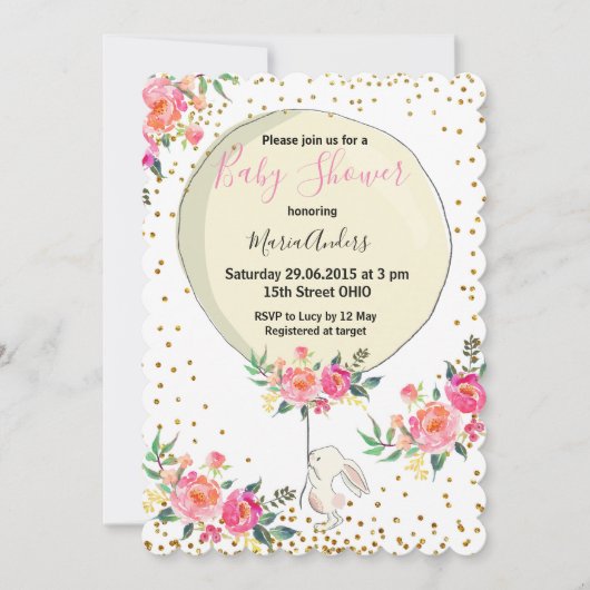 Uitnodiging Baby shower voorjaar Pasen (Voorkant)