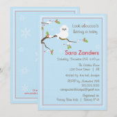 Uitnodiging baby shower - Winter Baby Owl (Voorkant / Achterkant)