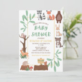 Uitnodiging baby shower Woodland (Staand voorkant)