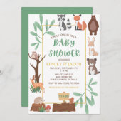 Uitnodiging baby shower Woodland (Voorkant / Achterkant)