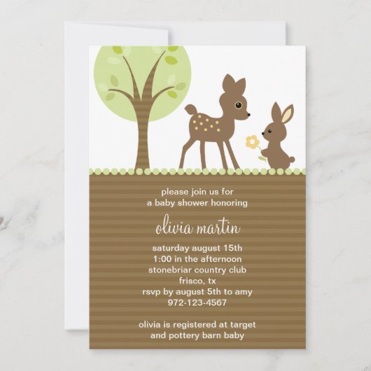 Uitnodiging Baby shower Woodland (Voorkant)