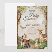 Uitnodiging Baby shower Woodland, Genderneutraal (Voorkant / Achterkant)