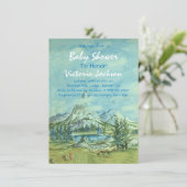 Uitnodiging Baby shower Woodland Mountain (Staand voorkant)