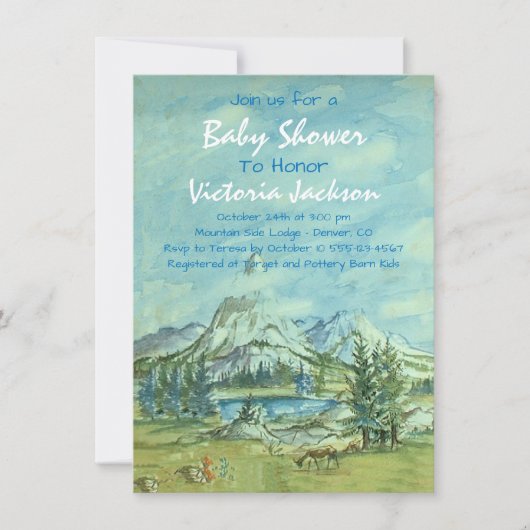 Uitnodiging Baby shower Woodland Mountain (Voorkant)