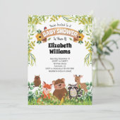 Uitnodiging babyshower dieren bos (Staand voorkant)