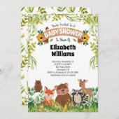 Uitnodiging babyshower dieren bos (Voorkant / Achterkant)