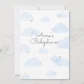 Uitnodiging babyshower jongen wolken lichtblauw (Voorkant)