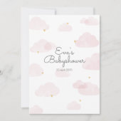Uitnodiging babyshower meisje roze wolken (Voorkant)