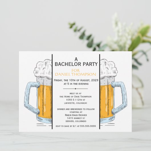 Uitnodiging Bachelor Brew (Staand voorkant)