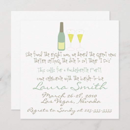 Uitnodiging Bachelorette (Voorkant / Achterkant)