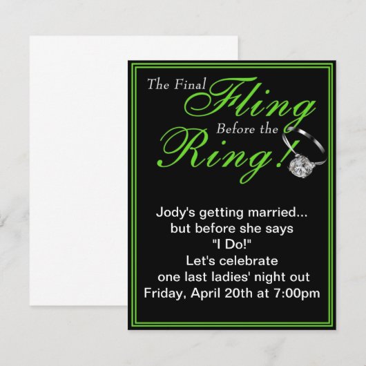 Uitnodiging Bachelorette (Voorkant / Achterkant)