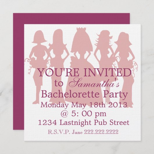 Uitnodiging Bachelorette (Voorkant / Achterkant)