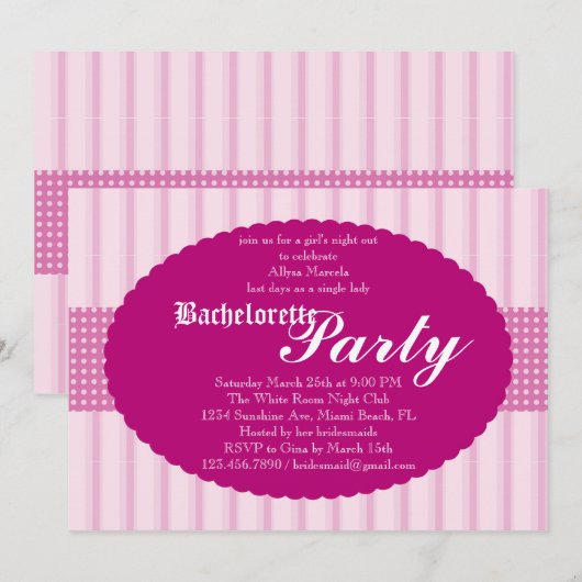 Uitnodiging Bachelorette (Voorkant / Achterkant)