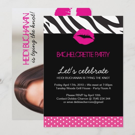 Uitnodiging Bachelorette (Voorkant / Achterkant)