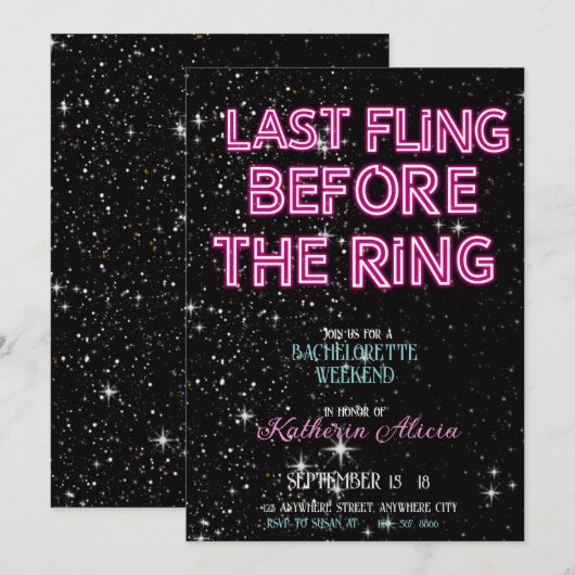 Uitnodiging Bachelorette (Voorkant / Achterkant)