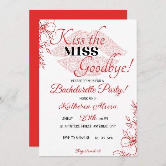 Uitnodiging Bachelorette (Voorkant / Achterkant)