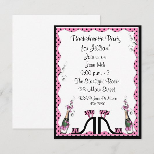 Uitnodiging Bachelorette (Voorkant / Achterkant)