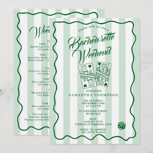 Uitnodiging Bachelorette-feest Bach-weekend Casino (Voorkant / Achterkant)