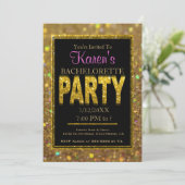 Uitnodiging Bachelorette | Glitter (Staand voorkant)
