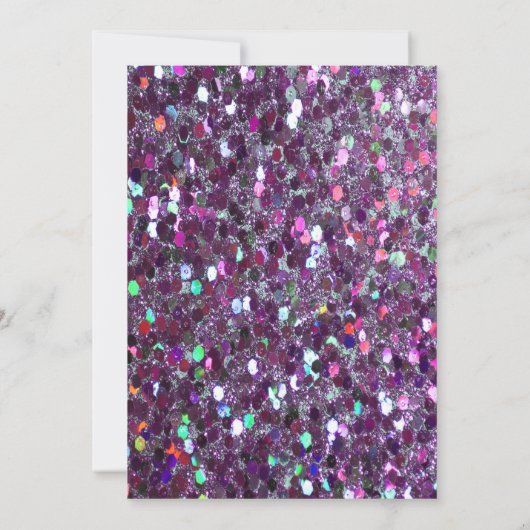 Uitnodiging Bachelorette | Paarse glitter (Achterkant)