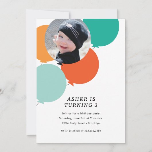 Uitnodiging Balballon Birthday (Voorkant)