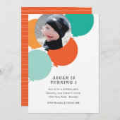 Uitnodiging Balballon Birthday (Voorkant / Achterkant)