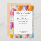 Uitnodiging Balballon Birthday (Voorkant / Achterkant)