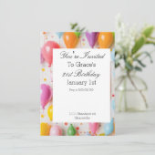 Uitnodiging Balballon Birthday (Staand voorkant)